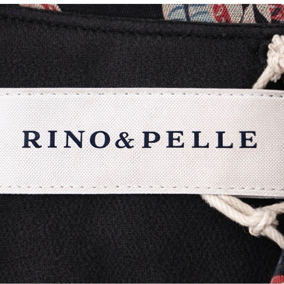 Rino & Pelle Dresses & Skirts - Floral V-Neck Midi Dress in Black and Pink